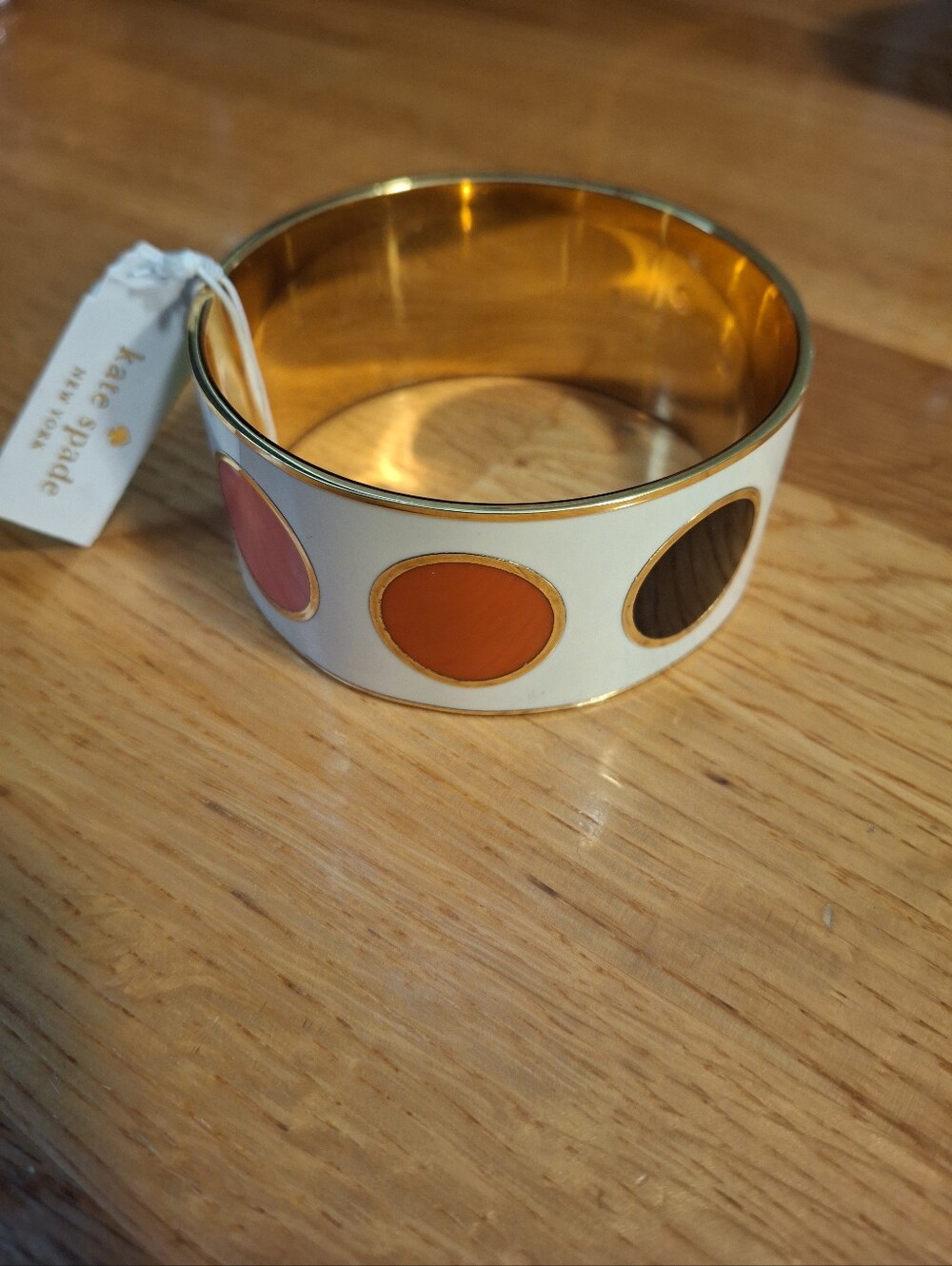 Kate Spade Dot Enamel Bangle Bracelet Yrue Colors Gold-Toned Circles Retired NWT